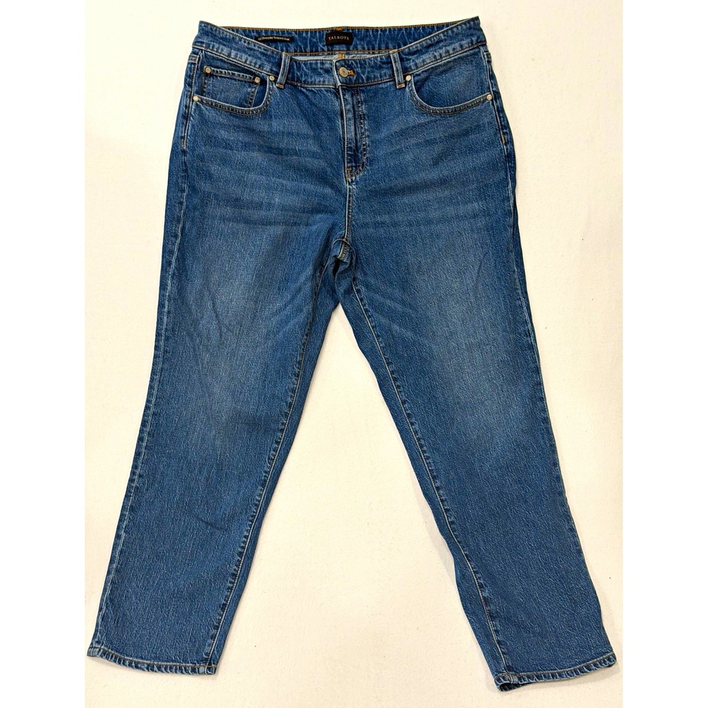 Talbots Women's Straight Leg Jeans Blue Med Wash Relaxed 5-Pocket 14